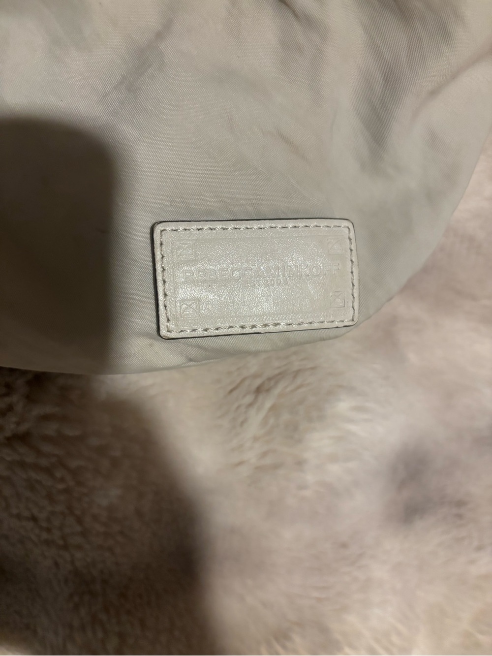 REBECCAMINKOFF White Leather Logo Patch Handbag Accent